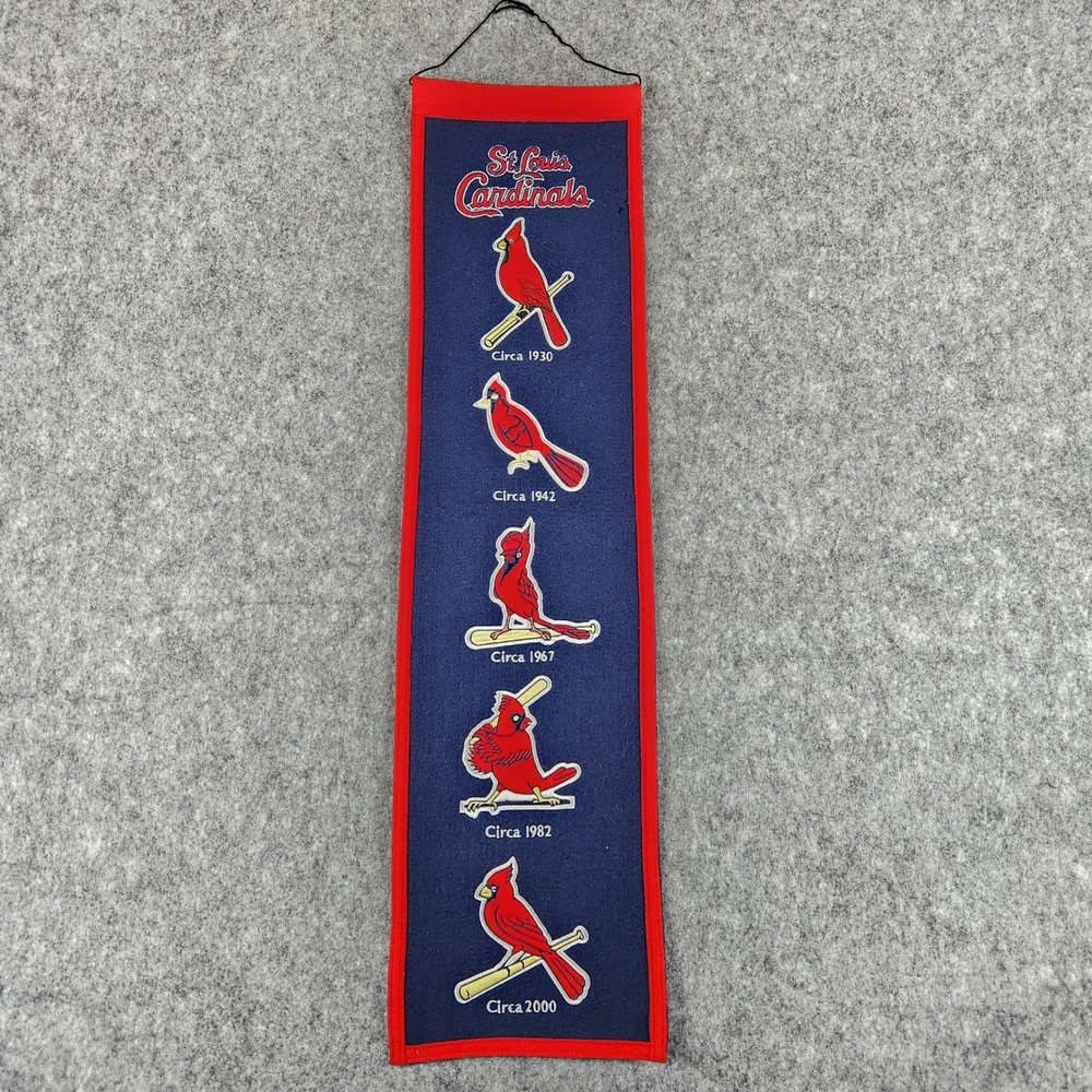 VTG Winning Streak St Louis Cardinals Banner MLB Blue Wool Heritage Logo Decor